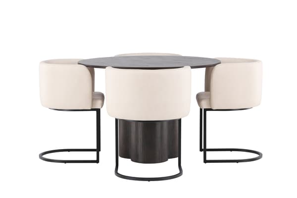Spisesæt Olivia spisebord og Simrishamn spisestol 110 cm beige