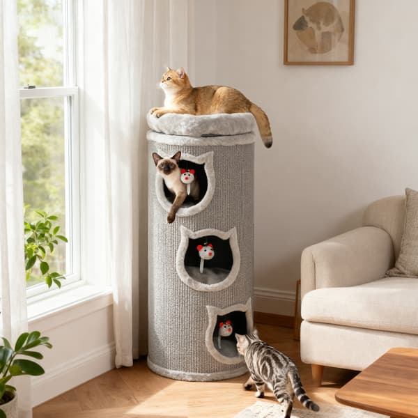 Kattklösfat, 38x96 cm, Grå, Polyester