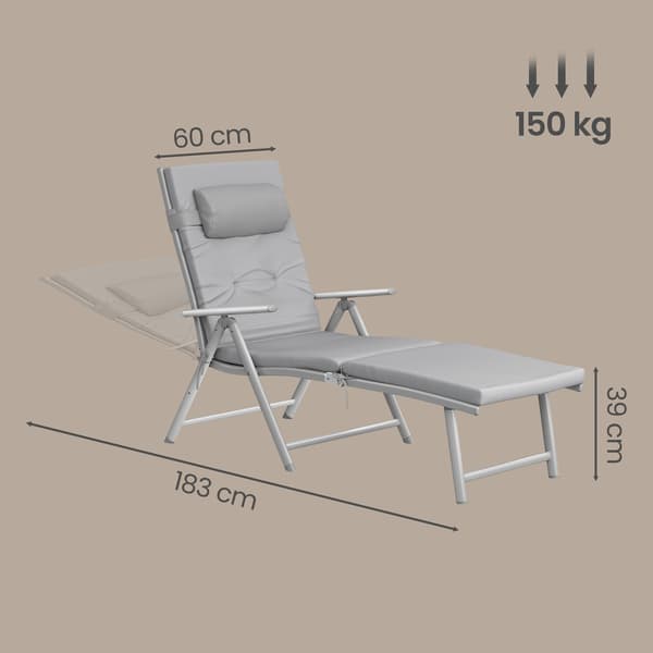 Solstol 183x60x39 cm Svart Fällbar