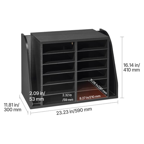 Litteraturorganisator 59x30x41 cm Sort Træ