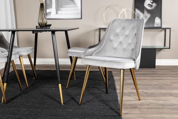 Spisebord og stol sæt 120 cm sort lys grå