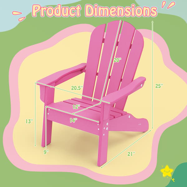 Børne Adirondack-stol 53,3x52,1x63,5 cm pink