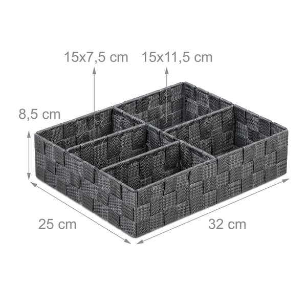 Lådförvaringsinsats, 8.5x32x25 cm, Grå, Plast, Kodustaar