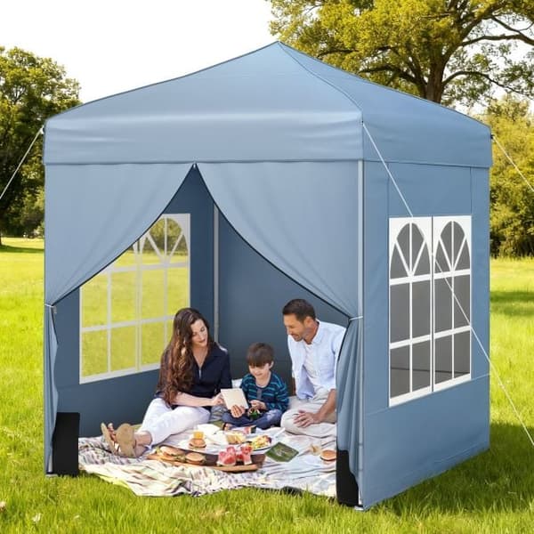 Pop-up telt med 4 sider, 6,5x6,5x7,8-8,4 ft grå