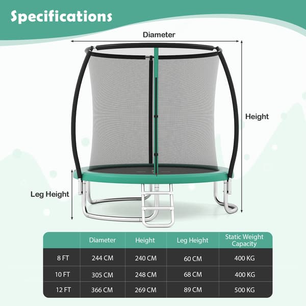 Trampolin, 366x269 cm, Grön, Stål , Star