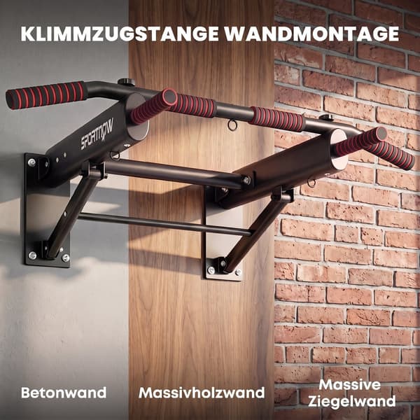 Foldbar Pull-up Bar med Skridsikre Greb, Vægmontering, Max 120 kg, 98 x 65 x 31 cm, Sort