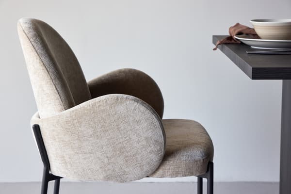 Spisestol Blom 2-pak sort stål beige stof