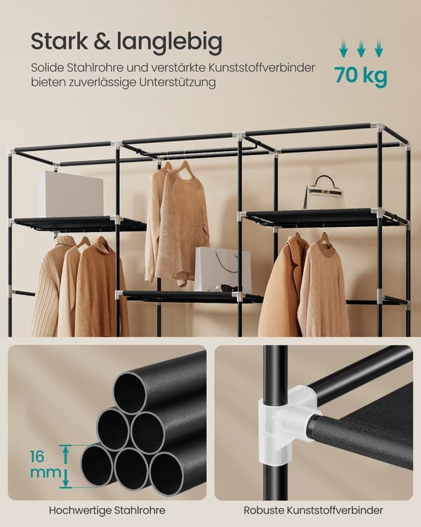 Garderobeskab 45x127x180 cm Sort, stof