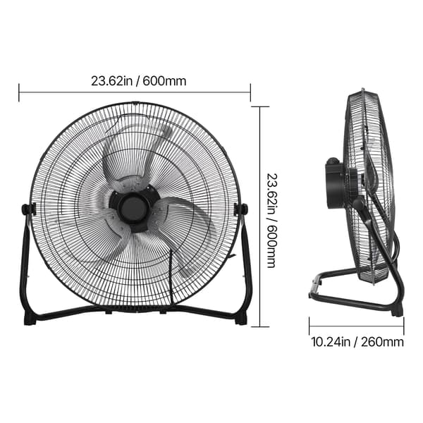Gulvventilator, 60x26x60 cm, Sort, Metal