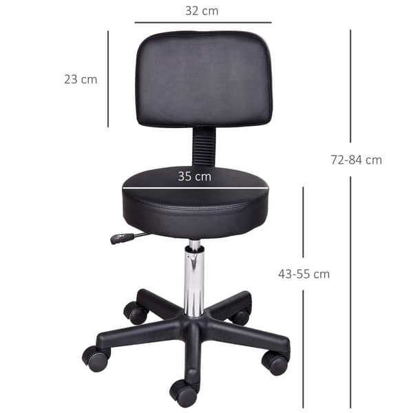 Drejestol, 35x72-84 cm, Sort