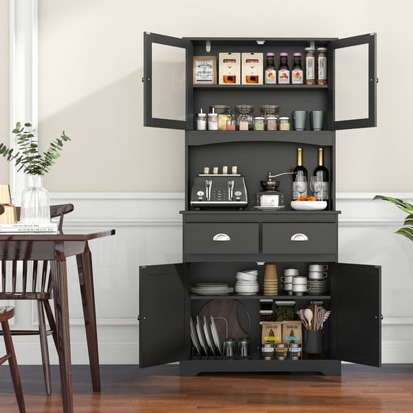 Køkkenbuffet skænk med overskab 80x40x170 cm sort