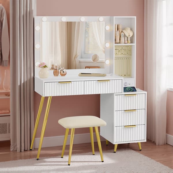 Sminkbord 40x110x135 cm Vit