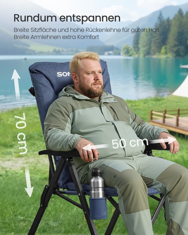 Campingstol 70x59,5x110 cm Blå Foldbar