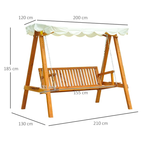 Trädgårdsgunga, 3-sits, 210x130x185 cm, Beige