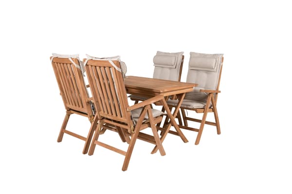 Spisebord og foldestole sæt 120x70x75 cm teak