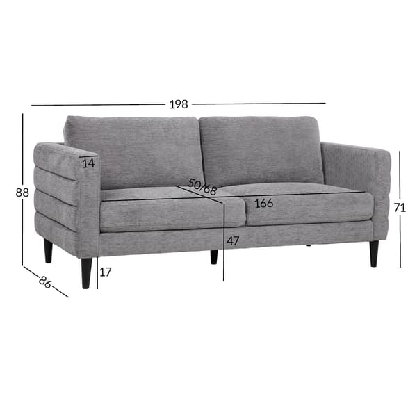 Soffa Stevens 198x86x88 cm grå