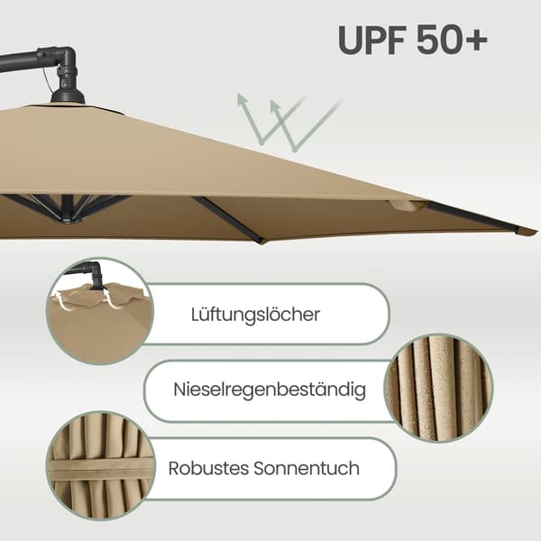 Parasol 300 cm diameter Taupe UV-skydd