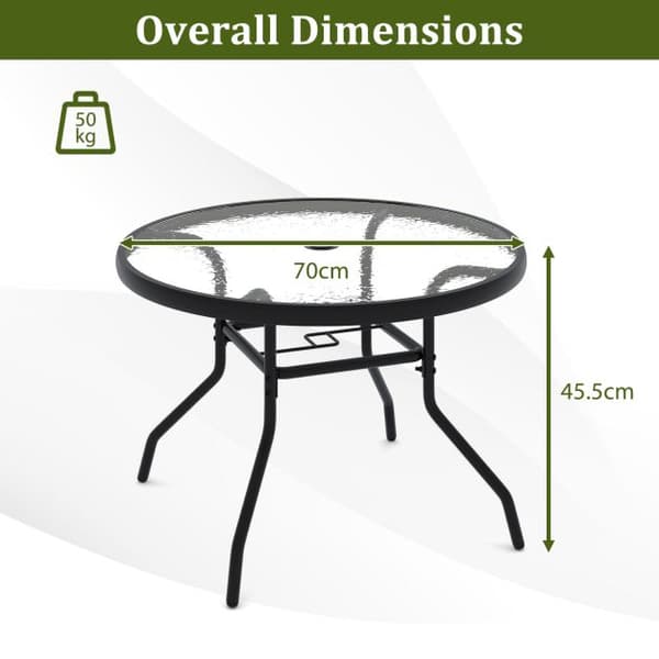 Havebord, 70x70x45,5 cm, Sort, Glasplade , Star