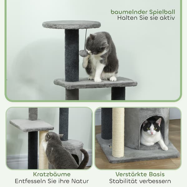 Kattträd 45x40x103 cm Grå Sisal