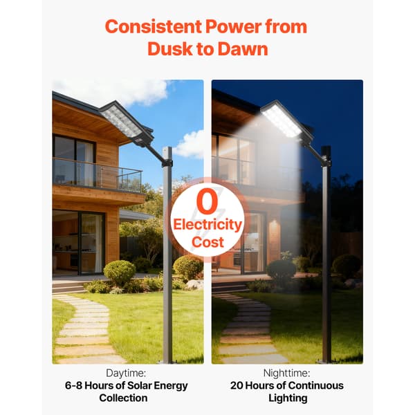 Solargatubelys, 8000W 450000LM, Utomhus, LED, Rörelsesensor, Vattentät, 3-pack
