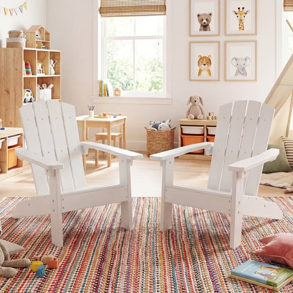 Børne Adirondack-stol 53,3x52,1x63,5 cm hvid