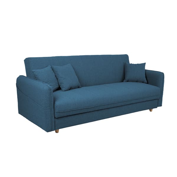 Soffa Säng VISBY 200x88x93 cm Blå Tyg Förvaring