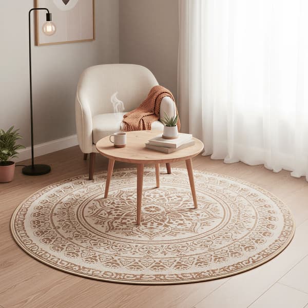 Pyöreä matto 120 cm beige