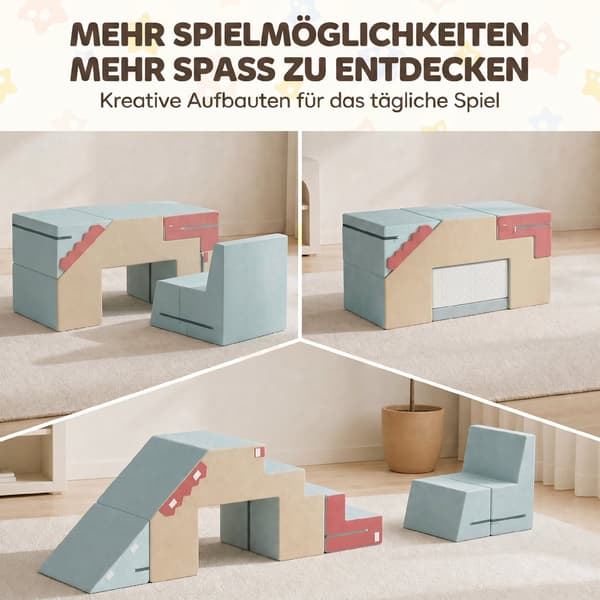 Skumlegetøjsblokke 2 stk 131x39x44 cm blå/beige