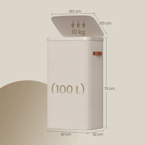 Tvättkorg 56x40x75 cm Beige Polyester