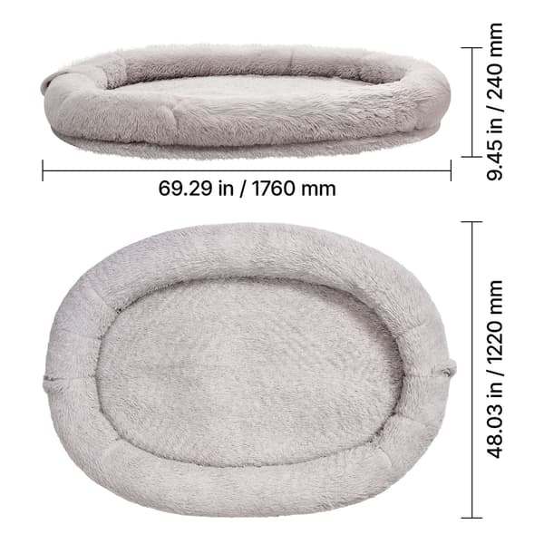 Hundsäng för människor, 176x122x24 cm, Grå, Memory Foam