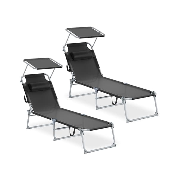 Solstol Sæt 189x53x28,5 cm Sort Foldbar
