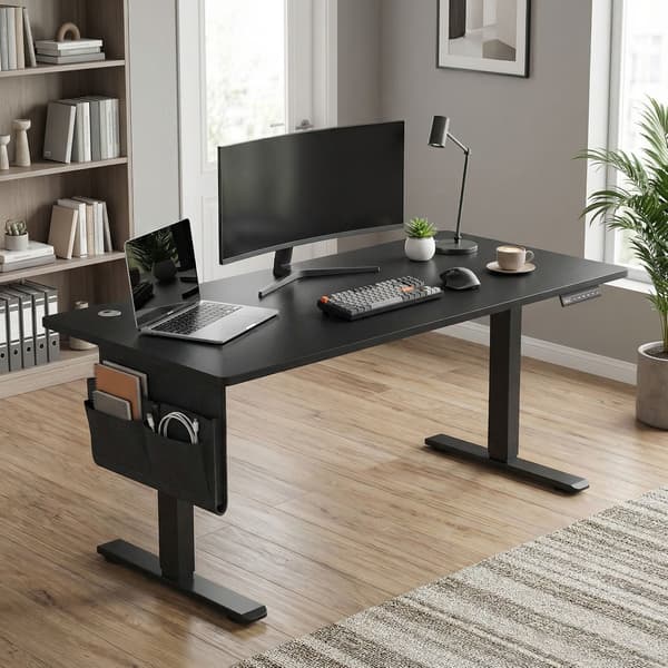 Højdejusterbart skrivebord 60x120x72-120 cm sort elektrisk