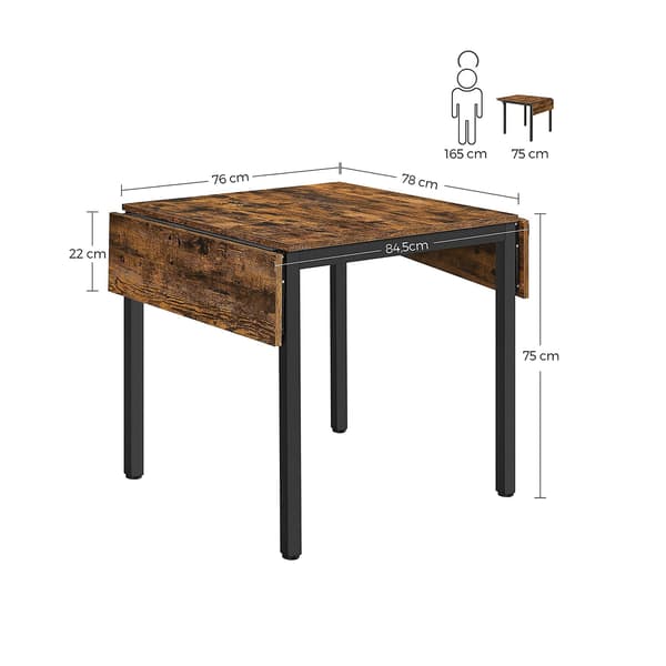 Spisebord, 120x78x75 cm, Sort, Brun