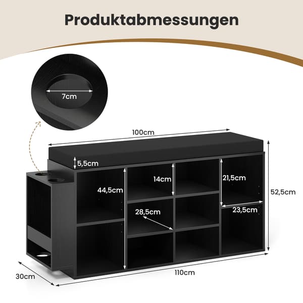 Skobænk, 30x110x52,5 cm, Sort, Opbevaring , Star