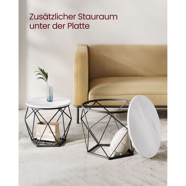 Soffbord Set 50x50x40,3 cm Vit Stålram