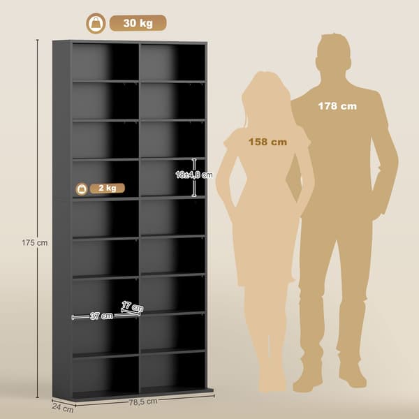 CD-teline 640 CD-levylle 78,5x24x175 cm musta