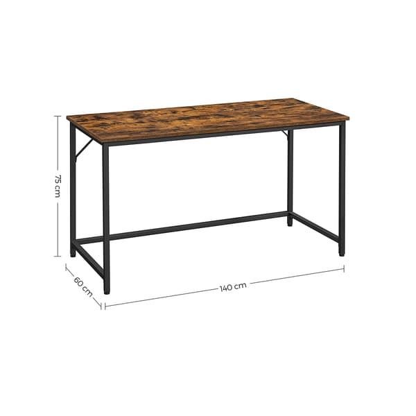 Skrivebord, 135x60x75 cm, Sort, Brun