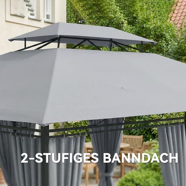 Havepavillon 300x400x280 cm Mørkegrå Stål