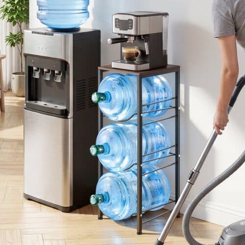 Vandkandeholder 4 niveauer til 3 flasker 32.5x33x91.8 cm sort/brun
