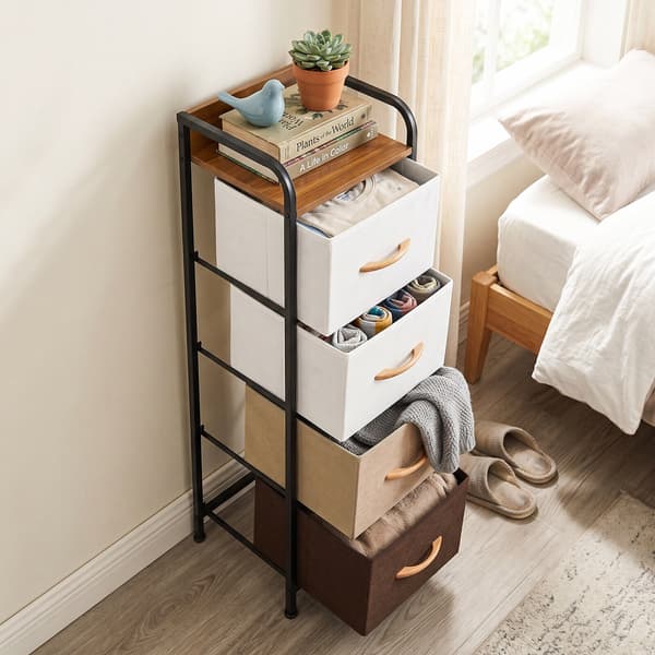 Kommode med 4 stofskuffer 31x28,5x99,5 cm multifarvet