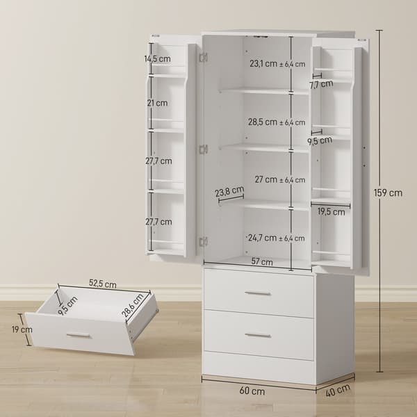 Køkkenskab 60x40x159 cm Hvid MDF