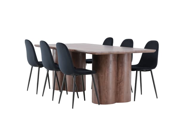 Spisebord og stol sæt Olivia 100x210 cm Sort MDF