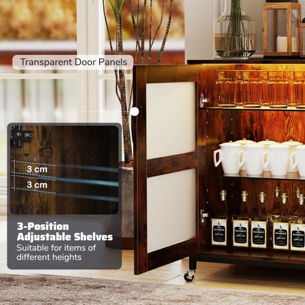 Buffé Sideboard 108x40x81 cm Brun, LED-belysning, Förvaring , Star