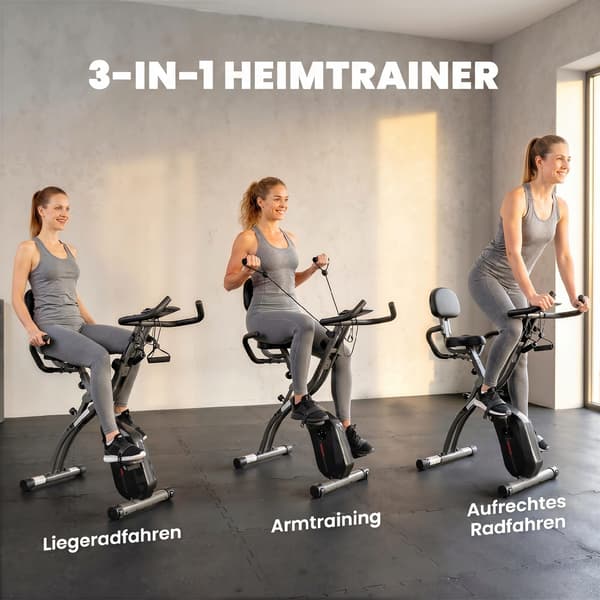 3-i-1 foldbar motionscykel med Bluetooth 105x53,5x109 cm sort