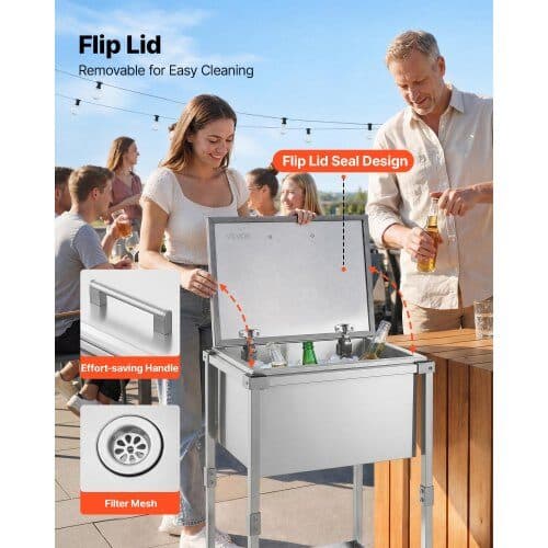 Rullende køleboksvogn i rustfrit stål 54.6 L 558x455x1003 mm