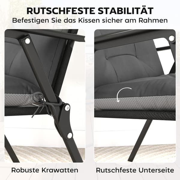 Sittdyna Set 4-delar 111,5x53x8 cm Mörkgrå Polyester
