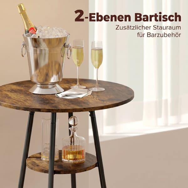 Barbordssæt med 2 barstole 60x60x91 cm rustik brun/sort