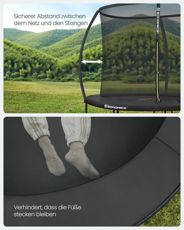 Trampolin 244x239 cm Svart Utomhus