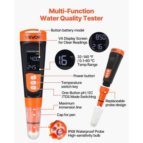 pH-mittari MF02 40x40x185 mm oranssi/musta