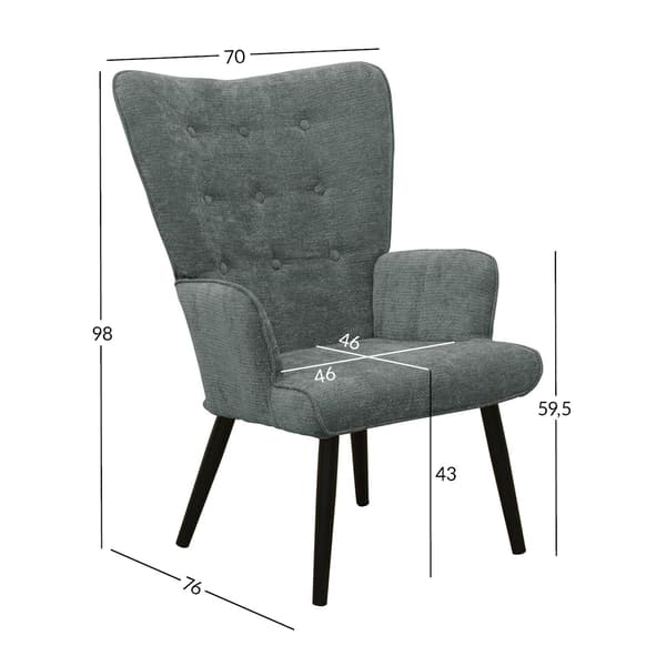 Lænestol 70x76x98 cm grå – 70x76xH98cm